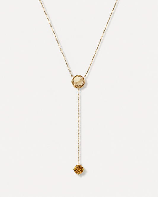 Colar Gravatinha Protea em Ouro 18k e Citrino