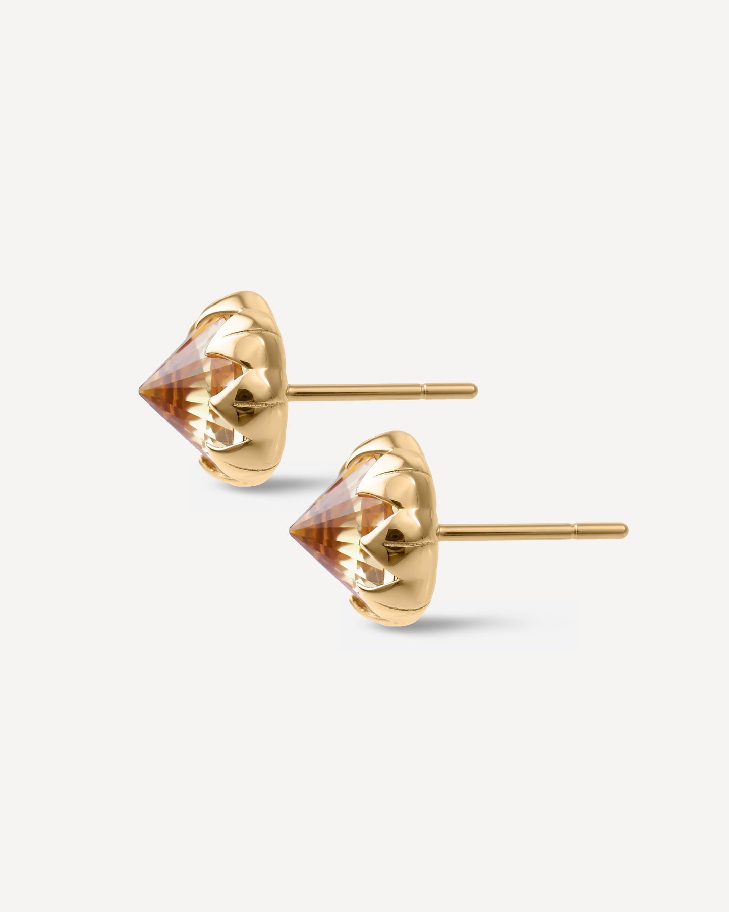 Stud Protea em Ouro 18k e Citrino Grande
