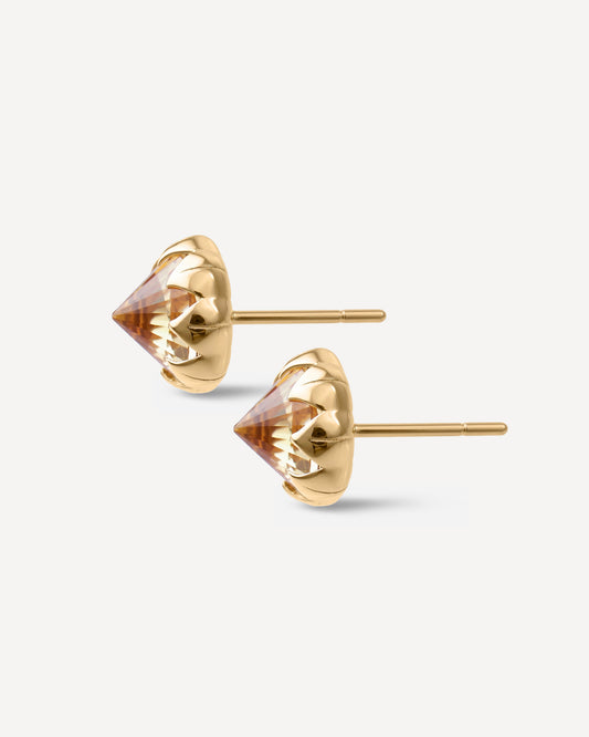 Stud Protea em Ouro 18k e Citrino Grande