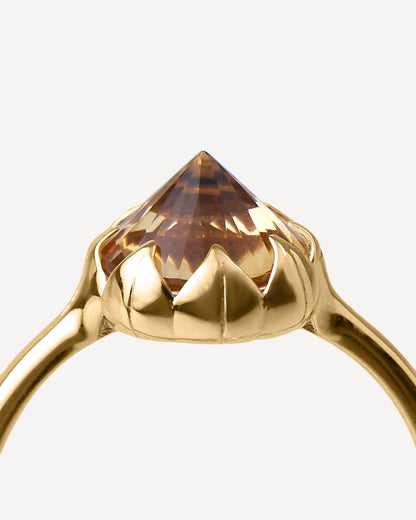 Anel Protea em ouro 18k e Citrino Grande