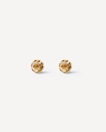 Stud Protea em Ouro 18k e Citrino Pequeno
