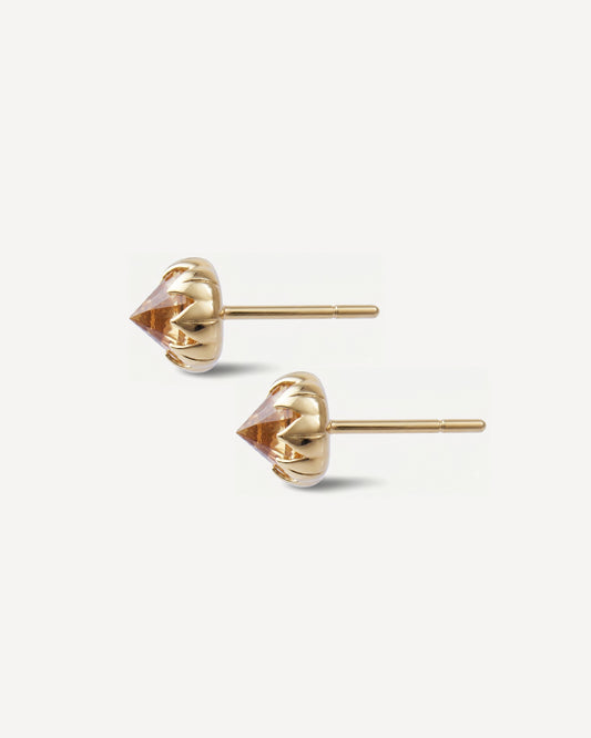 Stud Protea em Ouro 18k e Citrino Pequeno