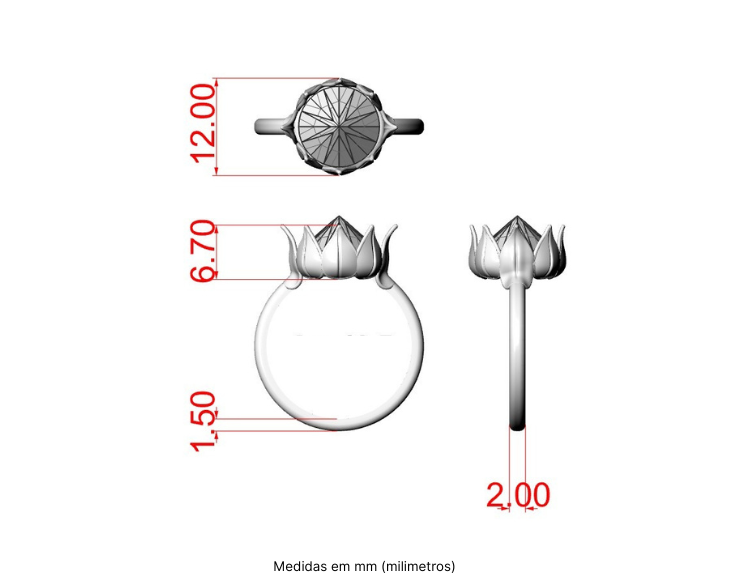 Anel Protea em Ouro  Branco 18k e Topázio Sky Grande