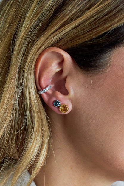 Stud Protea em Ouro 18k e Citrino Grande