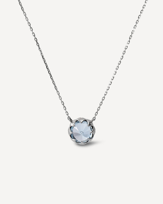 Colar Protea em Ouro Branco 18k e Topázio Sky